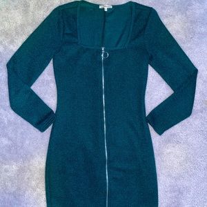 Full Zip Up Long Sleeve Dress